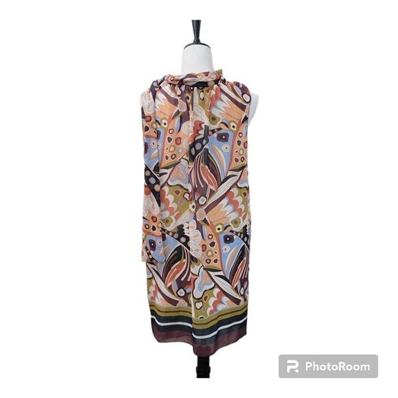 Chelsea & Violet 70s Retro Boho Scarf Dress Size L NWT Multicolor Old Money - Picture 2 of 12